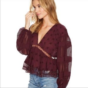 Free People Nostalgic Feels top, Plum, size XS